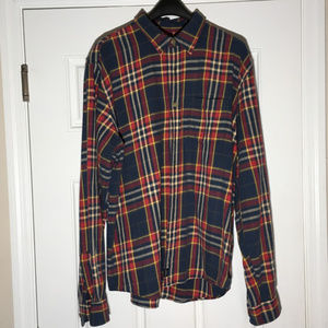 XL Abercrombie Blue/Red Plaid Flannel Button-down